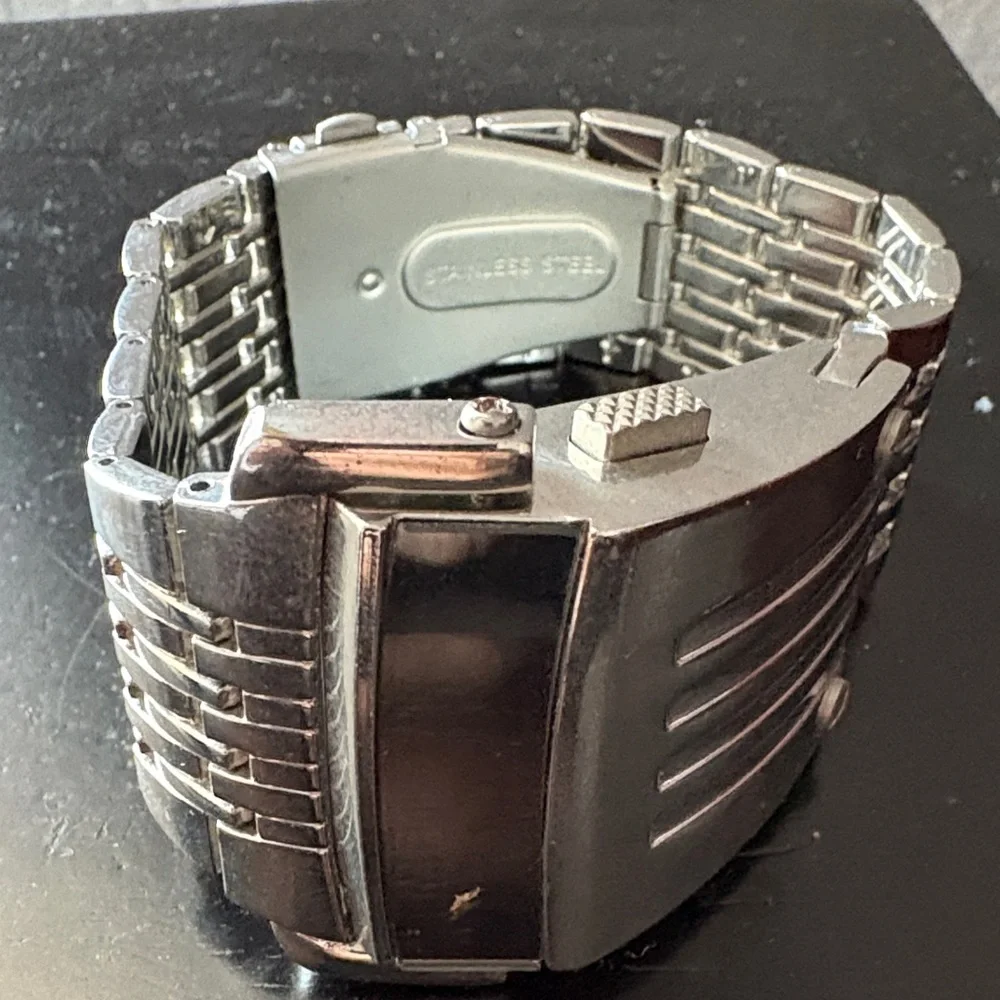 Elegant Silver Smartwatch with Blue Display